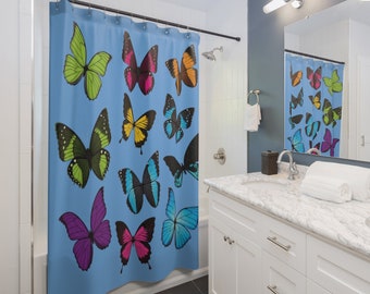Shower Curtain, Butterfly Shower Curtain, Cute Shower Curtain, Long Shower Curtain, Nature Shower Curtain, Aesthetic Shower Curtain