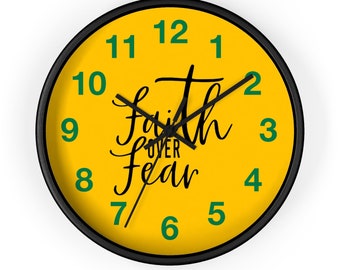 Faith over Fear Clock, Christian Clock, Unique Wall Clock, Modern Wall Clock, Cool Clock, Living Room Clock, Kitchen Clock, Trendy Clock