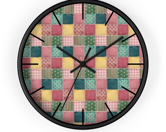 Patchwork Wall Clock, Patchwork Pattern Wall Clock, Unique Wall Clock, Modern Wall Clock, Geometric Wall Clock, Colorful Clock, Cool Clock