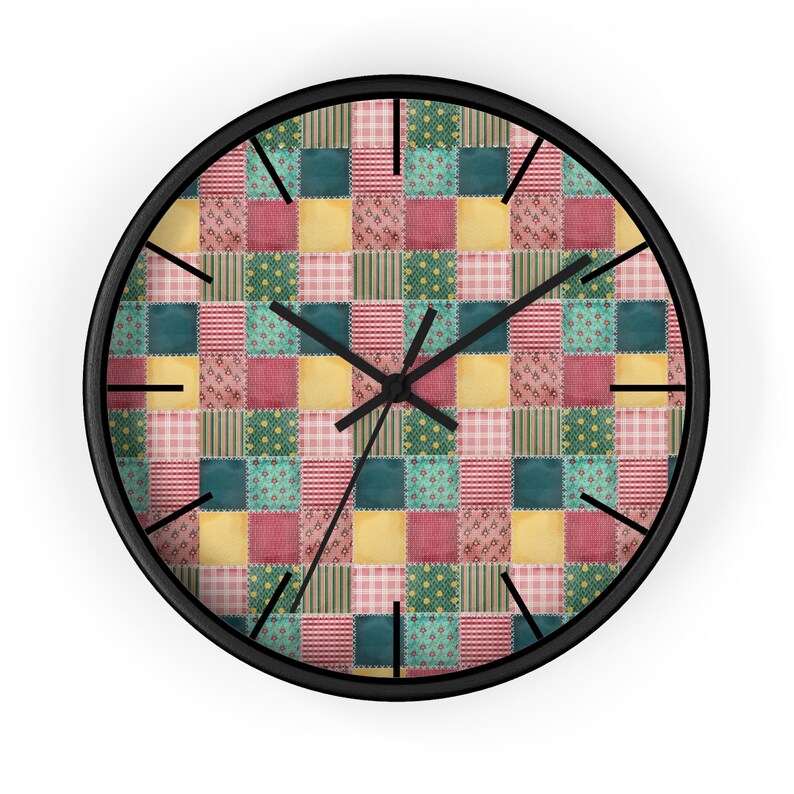 パッチワーク壁掛け時計、パッチワーク柄壁掛け時計、ユニークな壁掛け時計、モダンな壁掛け時計、幾何学的な壁掛け時計、カラフルな時計、クールな時計 画像 1