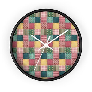 Patchwork Wall Clock, Patchwork Pattern Wall Clock, Modern Wall Clock, Unique Wall Clock, Geometric Wall Clock, Colorful Clock, Cool Clock image 2