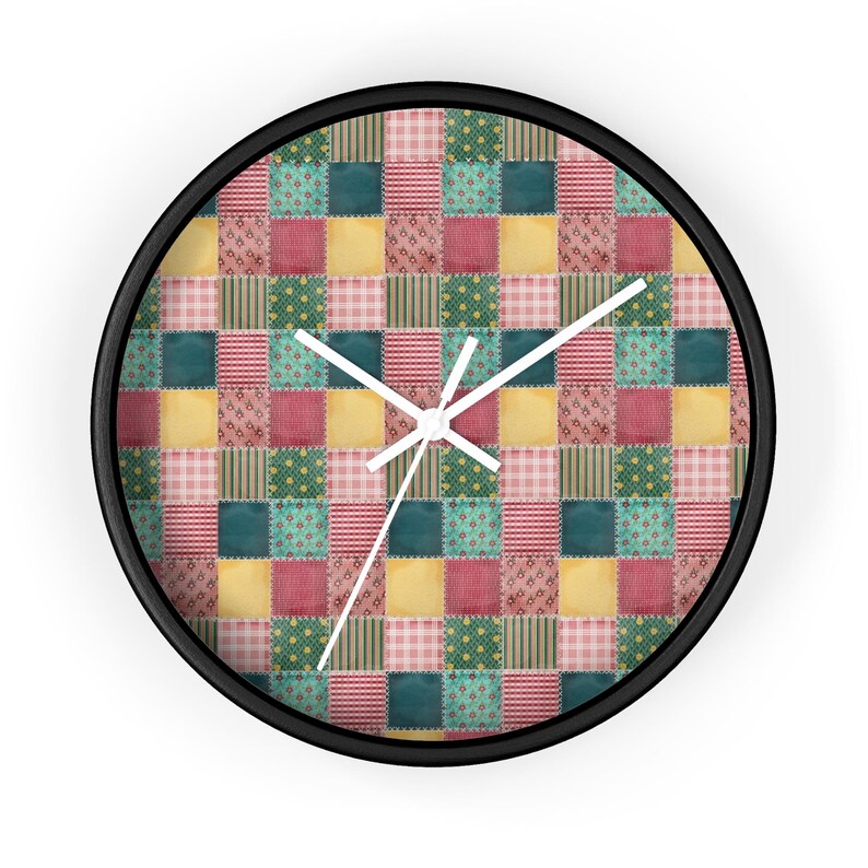 Patchwork Wall Clock, Patchwork Pattern Wall Clock, Modern Wall Clock, Unique Wall Clock, Geometric Wall Clock, Colorful Clock, Cool Clock image 2
