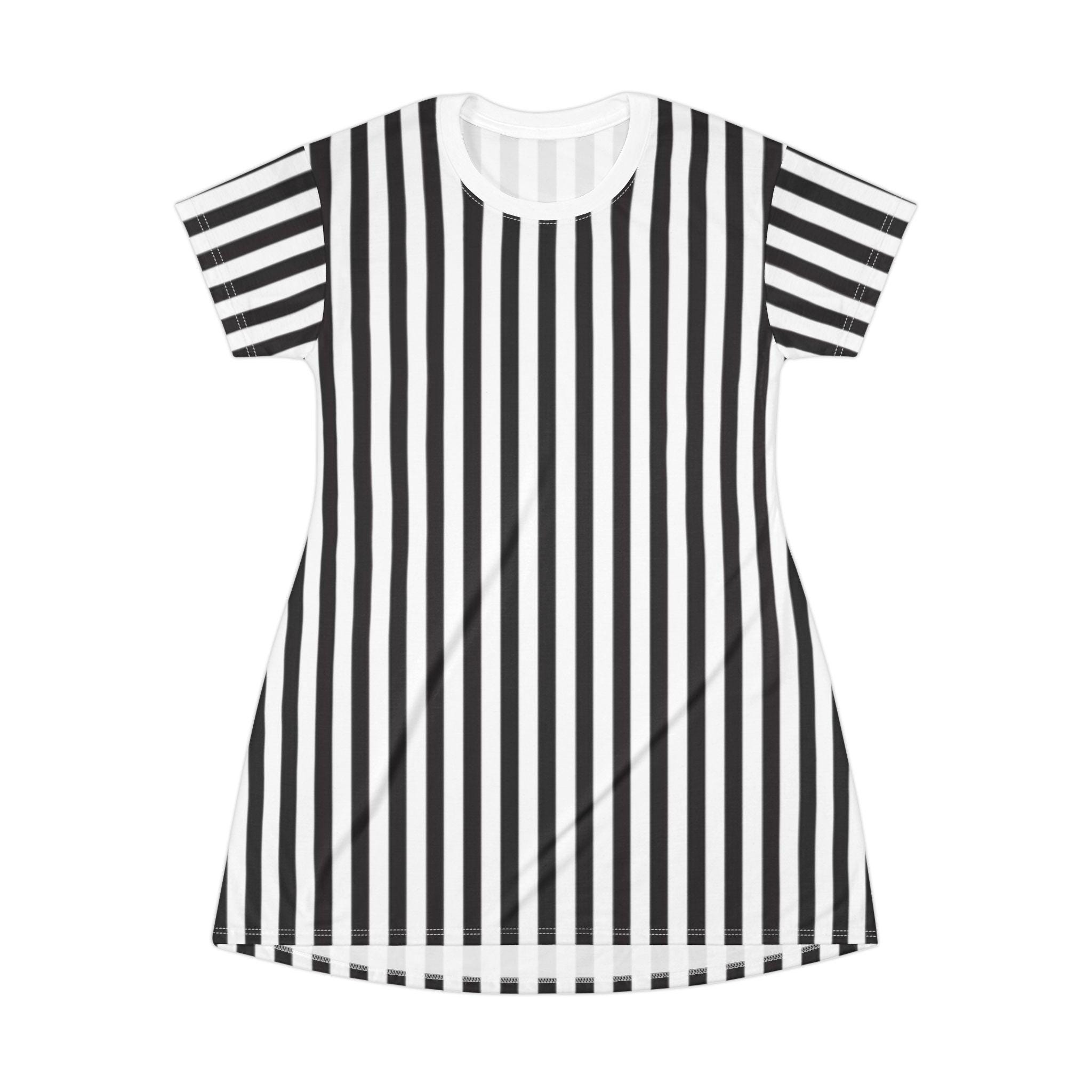 Black and White Vertical Stripe T Shirt Dress, Modern Minimalist Stripe Dress, Vertical Striped Short Sleeve Dress, Monochrome Stripe Dress Black and White Vertical Stripe T Shirt Dress, Modern Minimalist Stripe Dress, Vertical Striped Short Sleeve Dress, Monochrome Stripe Dress