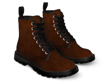 Men&#39;s Canvas Boots, Men&#39;s Footwear, Leather-Look Boots, Dark Brown Boots, Rugged Elegance, Urban Footwear, Outdoor Adventure Boots