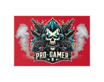 Pro Gamer Wall Decal, Gamer Skull Decal, Gaming Room Decor, Video Game Poster, Video Game Decor, Video Game Wall Decal, Gaming Wall Decal