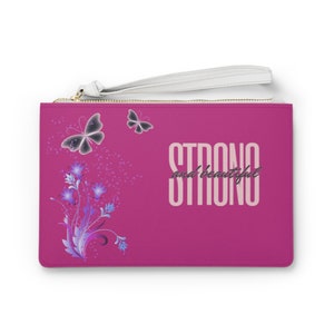Clutch Bag, Pink Floral Purse, Butterfly Clutch, Trendy Clutch, Wristlet Clutch, Women Clutch Purse, Zip Clutch, Party Clutch, Cute Wristlet