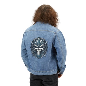 Mens Skull Denim Jacket, Mens Jean Jacket, Mens Denim Jacket, Printed Denim Jacket, Unique Jacket, Graphic Jean Jacket, Cool Jean Jacket