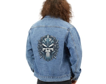 Mens Skull Denim Jacket, Mens Jean Jacket, Mens Denim Jacket, Printed Denim Jacket, Unique Jacket, Graphic Jean Jacket, Cool Jean Jacket