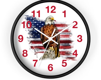 Horloge drapeau américain, horloge murale unique, horloge murale de cuisine, horloge murale de bureau, horloge murale décorative, horloge murale art déco, horloge murale