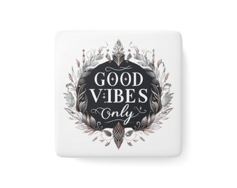 Imán "Solo buenas vibras", imanes de motivación, imanes decorativos, imanes únicos, imanes bonitos para el refrigerador, decoración para el refrigerador