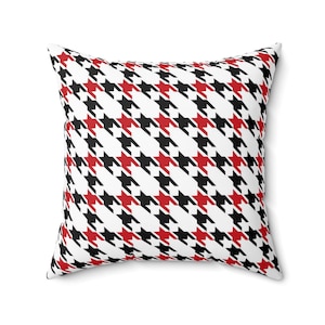 Black and Red Pattern Throw Pillow, Home Decor Pillow, Stylish Accent Pillow, Cozy Cushion, Living Room Decor, Modern Design, Square Pillow