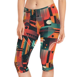 Womens Capri Leggings, Capri Leggings, Abstract Leggings, Short Leggings, Printed Capri Leggings, Floral Tights, Patterned Leggings, Tights