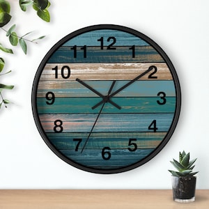 Wall Clock, Vintage Wall Clock, Rustic Board Background Clock, Shabby Chic Wall Clock, Retro Design Clock Decor, Wooden Plank Wall Clock
