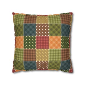 Funda de almohada con estampado de patchwork, funda de almohada con estampado de patchwork, funda de almohada geométrica, funda de almohada moderna, funda de almohada única, funda estampada imagen 3