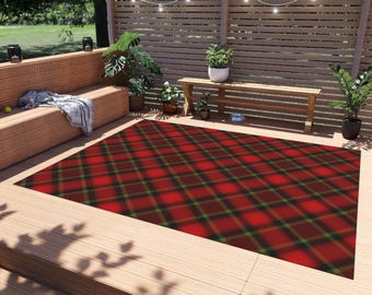 Plaid Outdoor Rug, Red Tartan Outdoor Rug, Checkers Pattern Rug, Geometric Rug, Striped Rug, Christmas Rug, Patio Rug, Porch Rug, Deck Rug