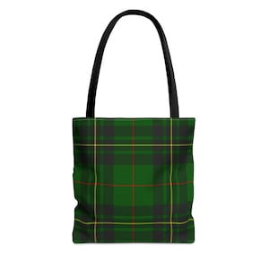 Green Tartan Tote Bag, Plaid Tote Bag, Plaid Pattern Bag, Scottish Style Handbag, Plaid Shoulder Bag, Green Checkered Tote, Vintage Tote