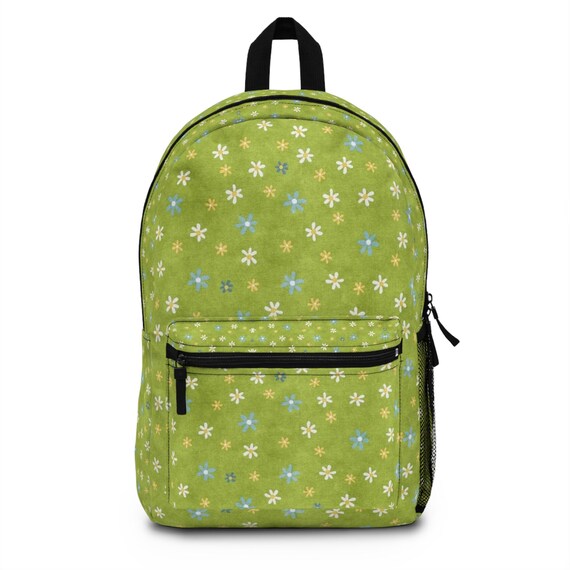Green Floral Backpack, Floral Backpack, Floral Bookbag  display picture 3