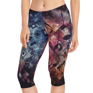 Womens Capri Leggings, Capri Leggings, Abstract Leggings, Short Leggings, Printed Capri Leggings, Floral Tights, Patterned Leggings, Tights
