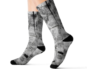 Black and White Socks, Punk Color Design Socks, Edgy Pattern Socks, Monochrome Fashion Socks, Unique Style Socks, Stylish Socks, Socks