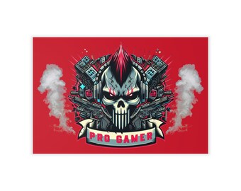 Pro Gamer Wall Decal, Gamer Skull Decal, Gaming Room Decor, Video Game Poster, Video Game Decor, Video Games Stickers, Gaming Stickers