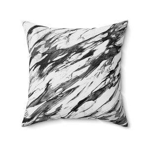 Black and White Marble Pillow, Marble Pattern Throw Pillow, Monochromatic Marble Cushion, Luxury Marble Decor, Accent Pillow, Square Pillow