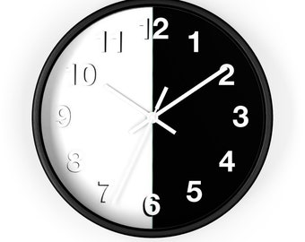 Reloj monocromático de dos tonos, reloj de dos tonos, reloj monocromático, reloj de pared único, reloj de pared moderno, reloj moderno, reloj de moda