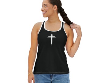 Womens Tank Top, Cross Design, Christian Tank Top, Spiritual Tank Top, Sleeveless Blouse, Ribbed Tank, Cute Tank Top, Summer Tank Top