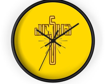 Jesus Word Art Clock, Jesus Cross Wall Clock, Cross Clock, Crucifix Clock, Christian Clock, Jesus Crucifix Clock, Religious Clock, Art Gifts