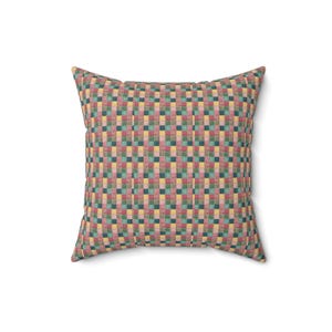 Cuscino quadrato con motivo patchwork, cuscino con stampa patchwork, cuscino geometrico, cuscino patchwork colorato, cuscino unico, cuscino alla moda immagine 2