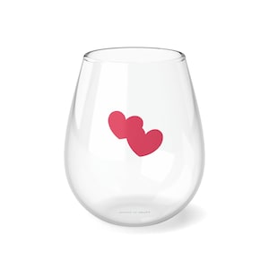 Copa de vino sin tallo, copa de símbolo de amor, copa de vino romántica, copa de corazones, copa sin tallo con diseño de corazón, copa de vino de pareja, regalo de copa de vino