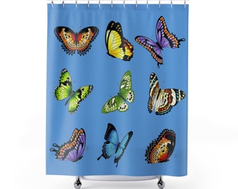 Shower Curtain, Butterfly Shower Curtain, Cute Shower Curtain, Long Shower Curtain, Nature Shower Curtain, Aesthetic Shower Curtain