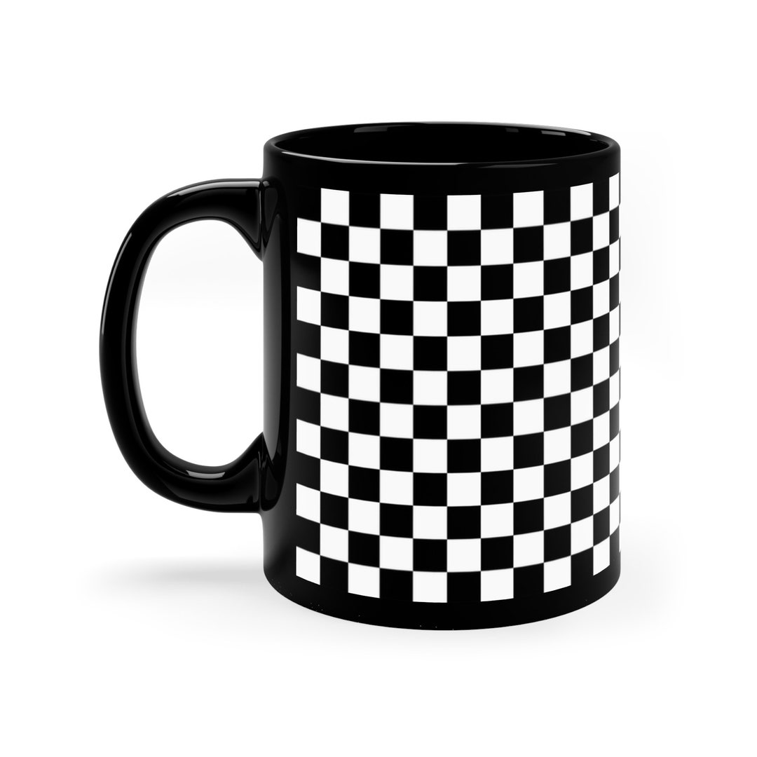 Checkerboard Pattern Coffee Mug Black and White Checker Etsy