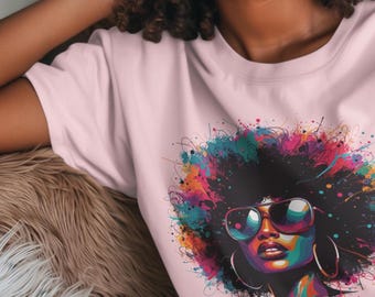 Afro Black Woman T-Shirt, Melanin Pride, Mother's Day Gift