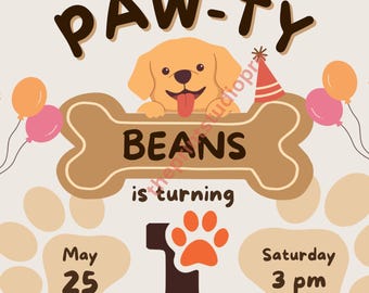 Custom Dog Birthday Invitation | Puppy Paw-ty Invite (Digital)