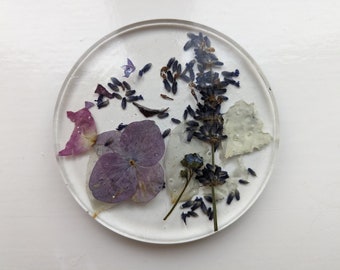 Acrylic Coasters with a Holder - Made with dried flowers