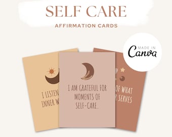 Transform Your Self-Care Routine with Editable Affirmation Cards & Templates | Self-Love, Wellness, Calming Corner