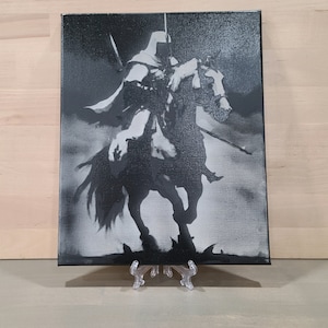 Crusader Knight on Horseback - Paint On Canvas Laser Etched Art