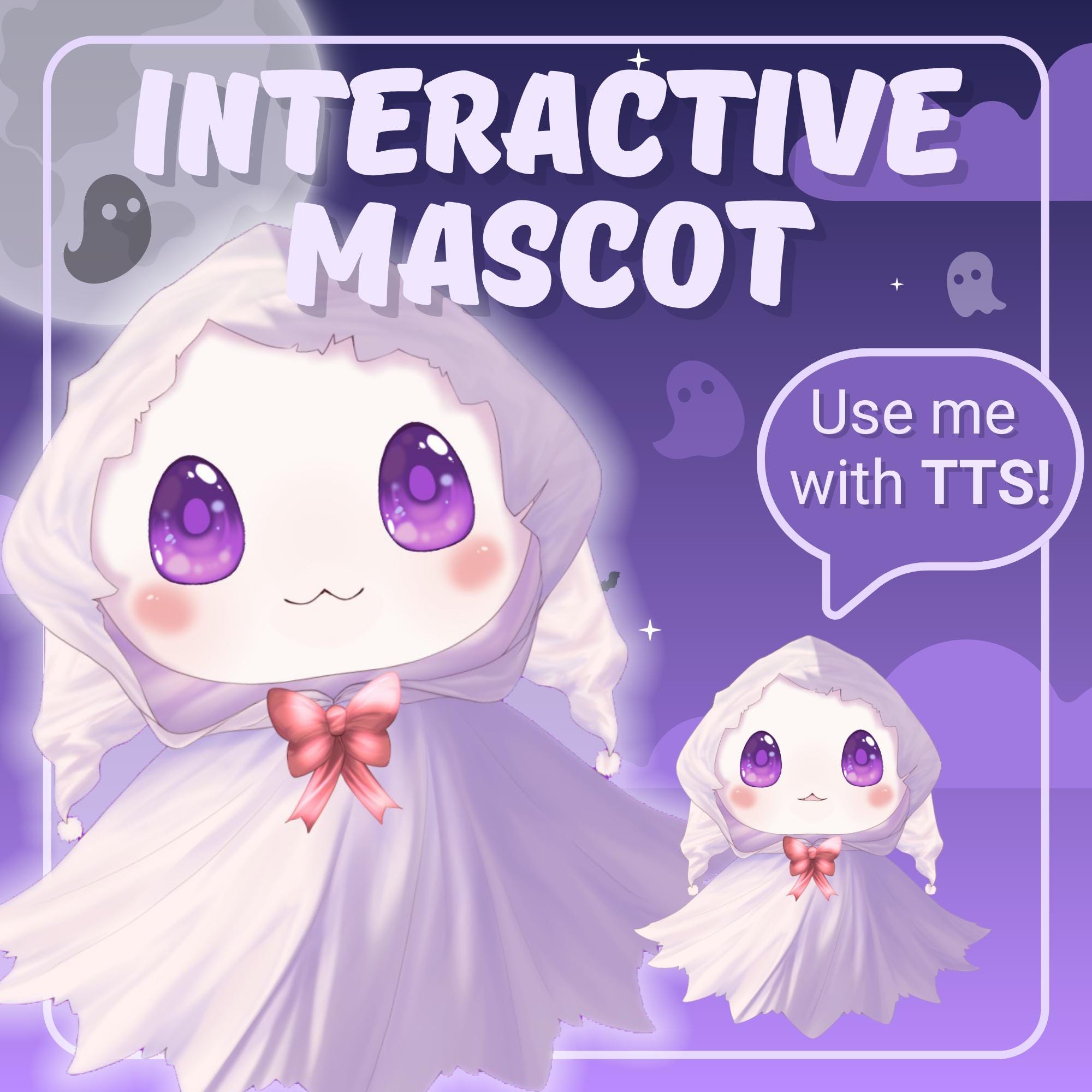 VTUBER ASSET | Gruseliges Geister-Maskottchen | TTS Haustier | Animiertes Live2D Objekt für "VTube Studio" | Vts P.O.G. fertig | Auf Twitch, Youtube...
