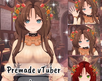 VTuber / Lea, la niña con orejas de conejito / 6 emociones + 2 alternancias / Modelo Live2d para activos prefabricados de Vtube Studio para transmisión de twitch, youtube, kick