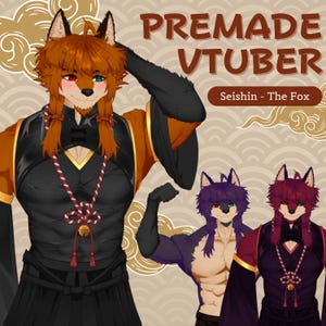 VTuber | Seishin, the fox | Customizable Live2d premade model for Vtube Studio, streaming on twitch, kick, youtube | &gt;15 emotions / toggles