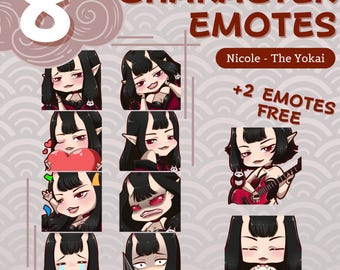 EMOTES BUNDLE | Nicole, the yokai | 8+2 emotes | For Twitch, Discord, Youtube and more