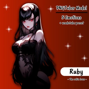 PNGTUBER | Ruby, the rubin lover | 5 emotions | vTuber premade assets for streaming on twitch, kick, youtube and more