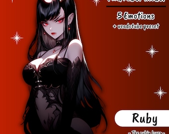 PNGTUBER | Ruby, the rubin lover | 5 emotions | vTuber premade assets for streaming on twitch, kick, youtube and more