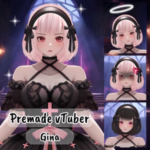 VTuber | Gina, the gothic girl | 5 emotions + 2 toggles | Live2d model for Vtube Studio premade asset for streaming twitch, youtube and more
