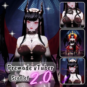 VTuber | Scarlet v2, the succubus | &gt;30 emotions / toggles | Live2d model for Vtube Studio premade and streaming twitch, youtube, kick