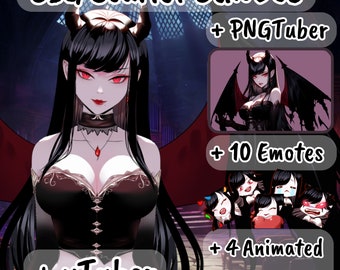 GROSSES PAKET | Scarlet, die Sukkubus | vTuber + PNGModel + 10 Emotes + 4 Animierte Hintergründe | Live2D Model-streaming twitch, youtube, Kick