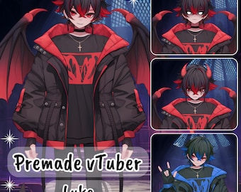 VTuber | Luke, the demon boy | 10 emotions / toggles | Live2d model for Vtube Studio premade for streaming twitch, youtube, kick....