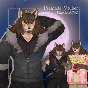 VTuber | Ferox v2, the furry wolf | Customizable Live2d premade model for Vtube Studio, for twitch, kick, youtube | &gt; 20 emotions/toggles