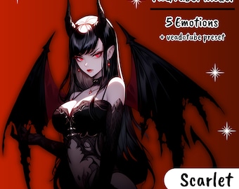 PNGTUBER | Scarlet, the succubus | 5 emotions | vTuber premade assets for streaming on twitch, kick, youtube and more