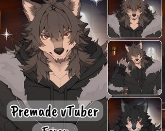 VTuber / Ferox, el lobo peludo / 9 emociones / toggles / Modelo Live2d para Vtube Studio prefabricado para streaming twitch, youtube, kick....